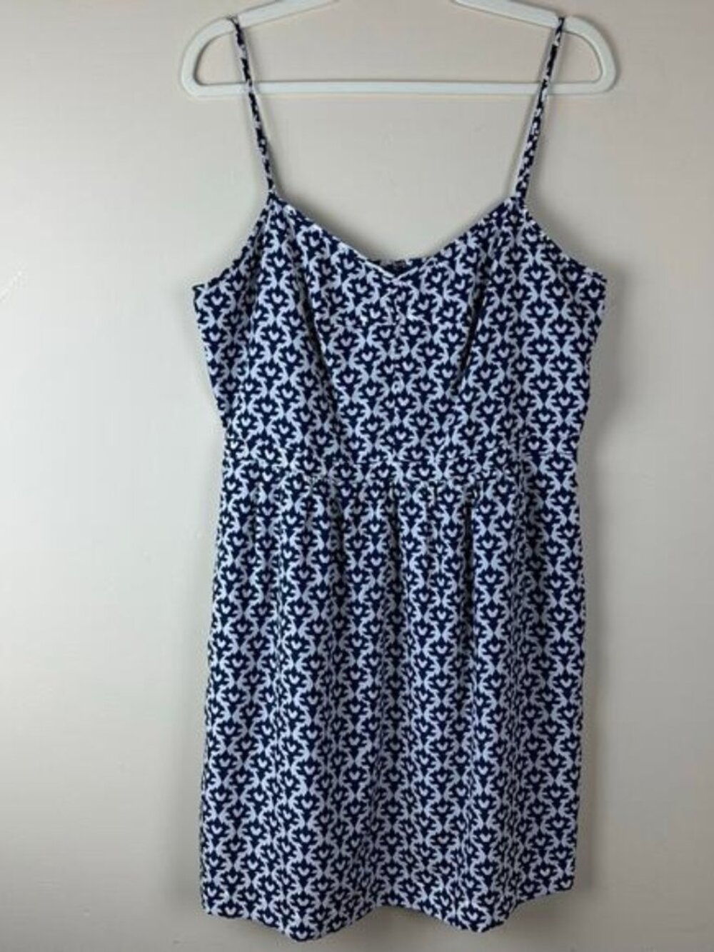 J Crew Geometric Print Sundress Womens Size 14 Coastal Nautical Resort Wear Boho